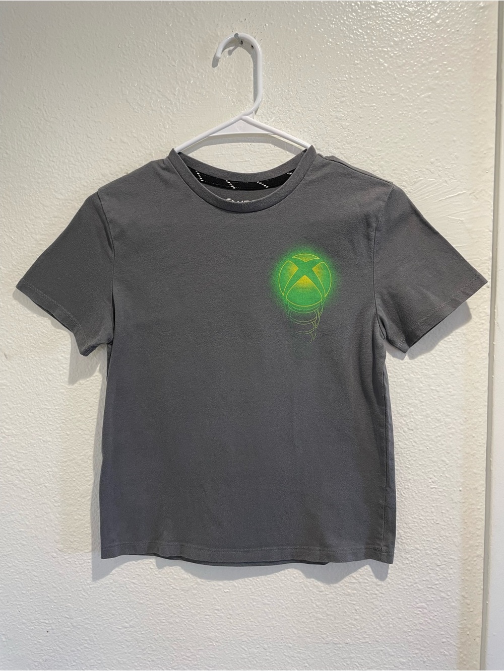 Xbox Graphic T Shirt Kids Medium Gray Neon Green Back Button Logo Tee